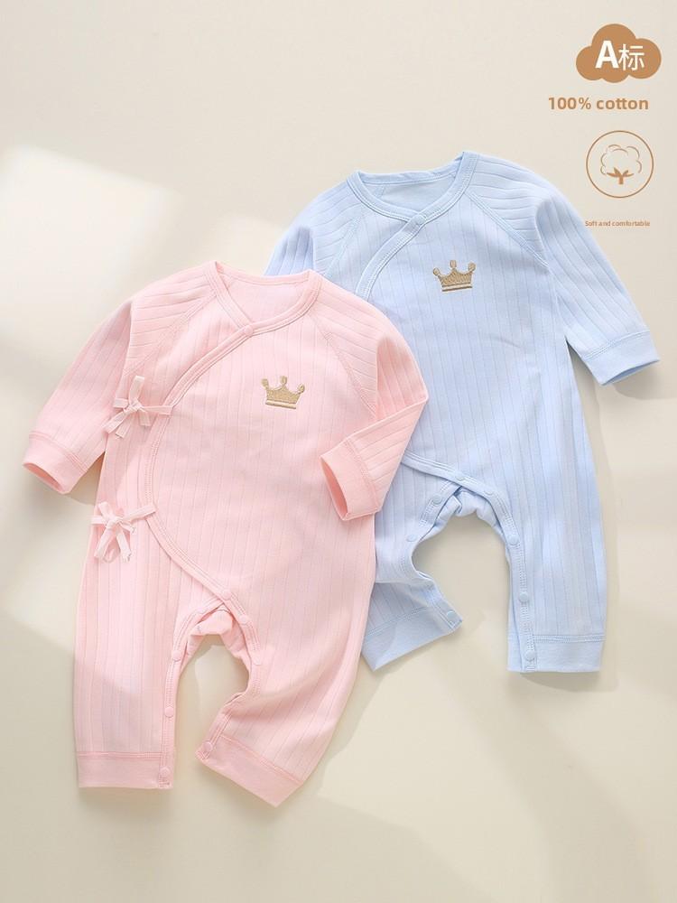 Nonequity Cotton Baby Romper With Tie Closure For Newborns And Infants