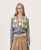 Veni Argyle Crop Cardigan (Gray)