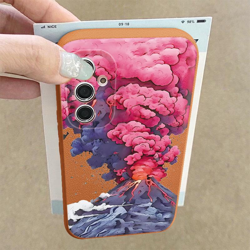 Hülle Für Samsung Galaxy S25Edge S26 S24 S23 S22 Ultra S26 Plus S25 FE Berglandschaftsmuster Lederstruktur TPU Handyhülle
