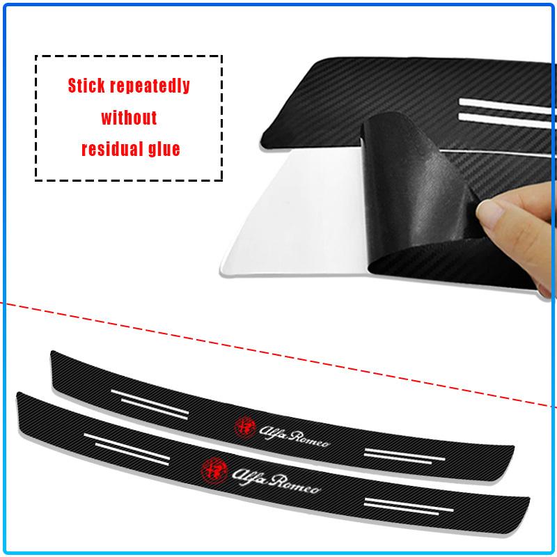 1 pièce Autocollant Protecteur de Pare-chocs Arrière de Coffre de Voiture en Fibre de Carbone Pour Alfa Romeo 147 159 156 Giulietta Giulia Mito Spider Alpha Appui-tête Alpha