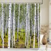 High Quality Birch Forest Fabric Shower Curtain Waterproof Natural Landscape Printed Bath Curtains for Bathroom Decor with Hooks