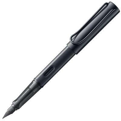 LAMY Black Fountain Pen Ergonomic Grip and Black Steel Nib Size F Lightweight Aluminum Body LAMY T 10 with Blue Cartridge AL-star - - - - Right-handed