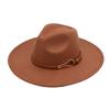 9.5Cm Big-Brimmed Top Hat, Foreign Style Jazz Hat, Retro Felt Hat Temperament, British Style Belt Buckle Woolen Hat