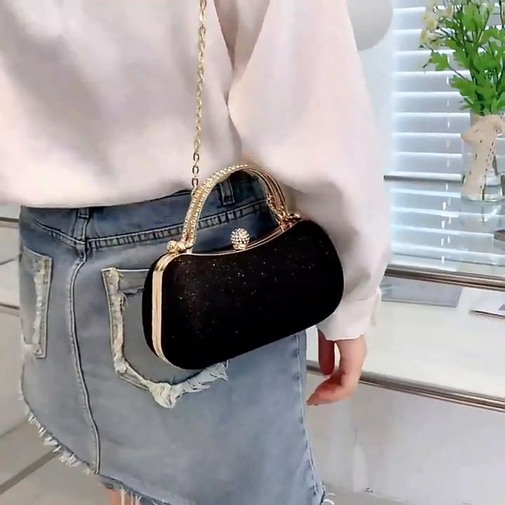 Dinner Bag Shiny Fashion Handheld Bag One Shoulder Chain Women's Crossbody Bag MIT