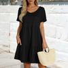 Women's Casual Fashion Round Neck Short Sleeve Color Cake Skirt