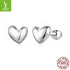 Exquisite Mini Heart-Shaped Threaded Stud Earrings For Women, Simple Love S925 Sterling Silver Plain Silver Earrings.