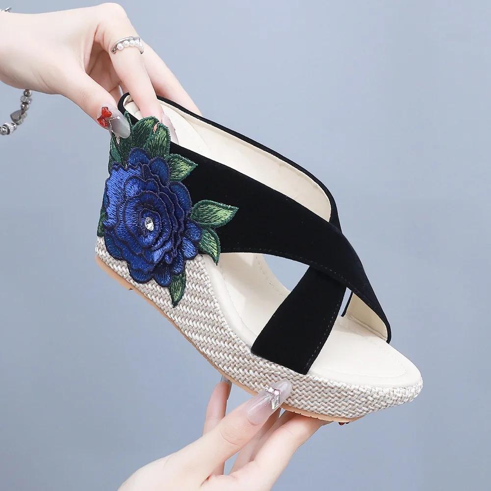 Übergröße 33-43 Plateausandalen Sommer High Heel Hausschuhe Lässige Strand-Flip-Flops Dicke Sohle Sandalen Party Abendschuhe