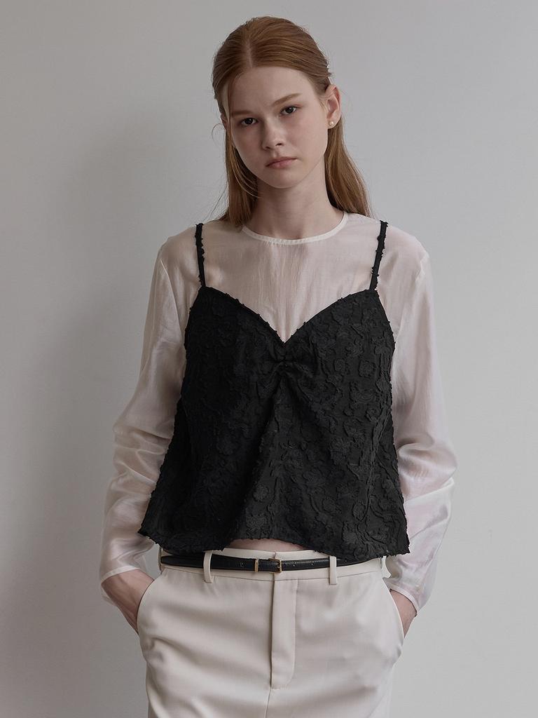 BEMUSE MANSION Jacquard Bustier Blouse - Black
