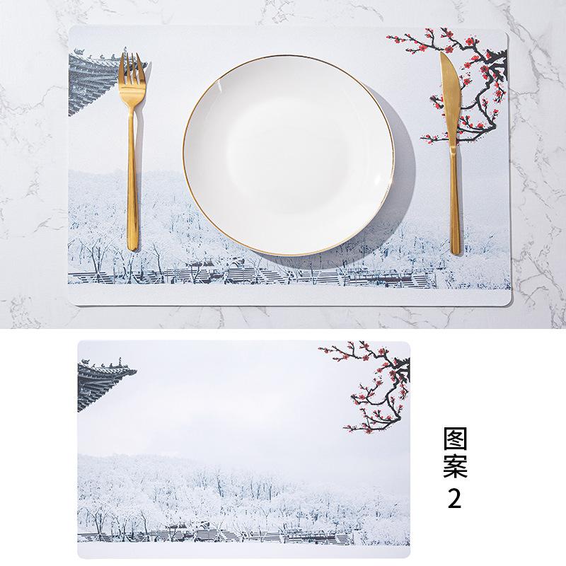 Nordic Style Leather Western Dining Mat Square Thermal Insulation Mat Waterproof Table Mat Plate Mat Coaster Placemat Thermal Insulation Waterproof