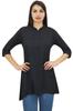 Phagun Women's Black Cotton Modal 3 4 Sleeve Button Down Blouse Shirt Top -