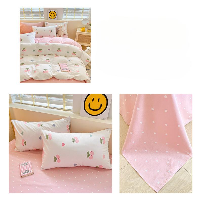 Pure Cotton 60-count Four-piece Set, Pure Cotton Thickened Bed, Three-piece Set, Long-staple Cotton, Small Fresh Quilt Cover, Fitted Sheet