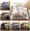 Paasbeddengoed Bunny Print Quilt Cover Kussensloop 2 of 3 Volledige Maat Dubbel Microvezel Stof Zacht Wasbaar Ritssluiting Huisdecoratie