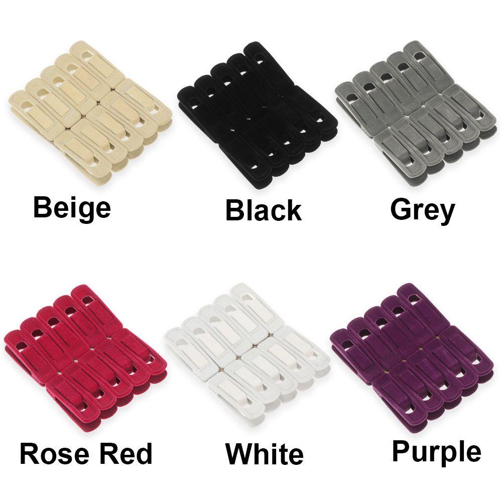 10pcs Portable Non-slip Household Bathroom Velvet Hangers Clips Dress Rack Hanging Hooks Coat Holder
