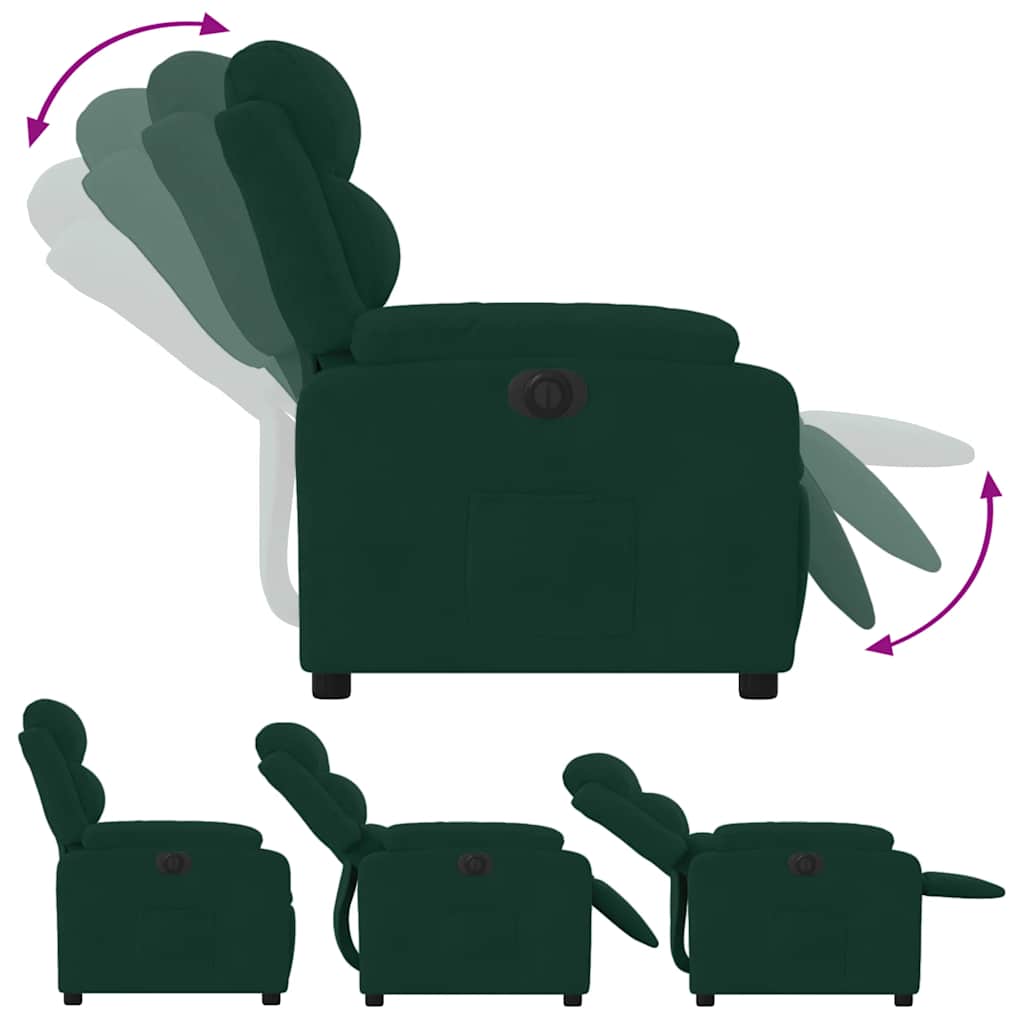 Electric Recliner Chair Dark Green Velvet