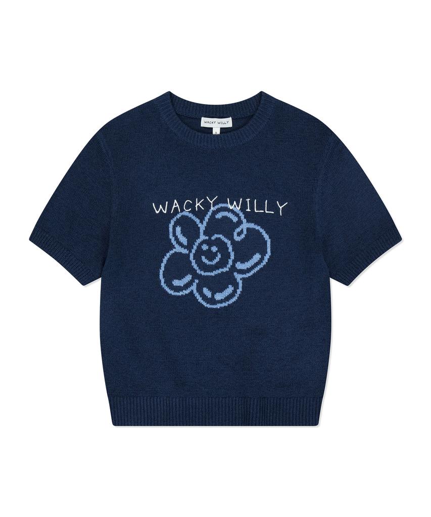 WACKY WILLY Women'S Lily Graphic Short Sleeve Knit Dark Navy