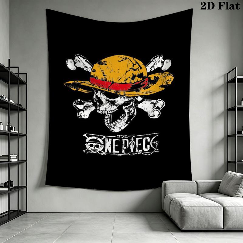Tenture murale Pirates du Chapeau de Paille One Piece Accroche murale esthétique Couverture en tissu imprimé Tapisseries décoratives pour chambre à coucher salon décoration de maison