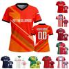 Individuelles Damen-Fußballtrikot Kurzarm Atmungsaktives Sportoberteil Personalisierter Teamname Nummer Sportshirt für Spiel Training