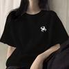 Camiseta Feminina de Algodão Manga Curta Mulheres Solta Moda Tops Manga Média Verão Casual Camiseta Verão