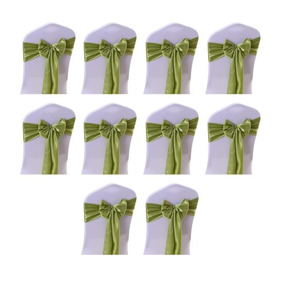 10Pcs Chair Back Flower Satin Chair Tie Bow DIY Bow Tying Banquets Parties Weddings Decoration Chair Styling Accessories