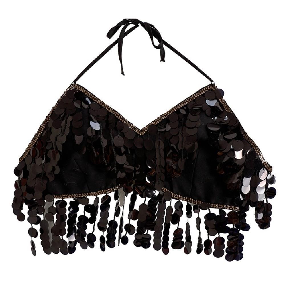 Fashion Sequins Belly Dance Skirt High Waist Fringe Top Dance Bra Belt Sexy Tassels Show Costumes Street Wear