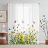 2 Pieces Pack HD Digital Flower Butterfly Printed Window Valance Home Decor Style Decoration Living Room Bedroom Rodding Curtain