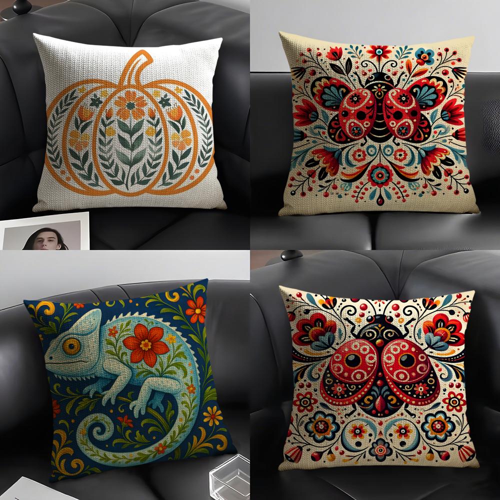 fashing Natural floral colors Pillow Case Natural Linen Double-Sided Printing Sofa Home Decor Cushion Cover