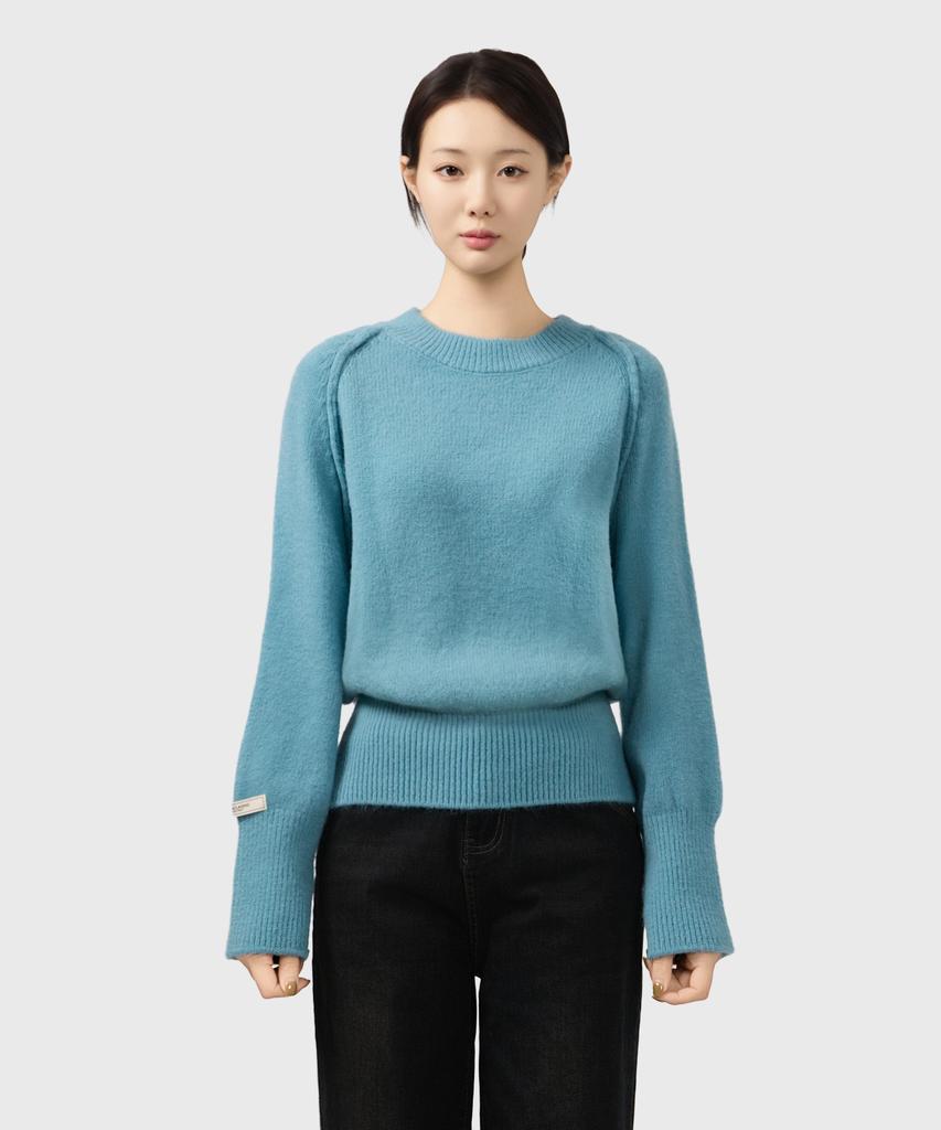 Keulleiseu Tana Semi-Crop Knit Sweater_Gray