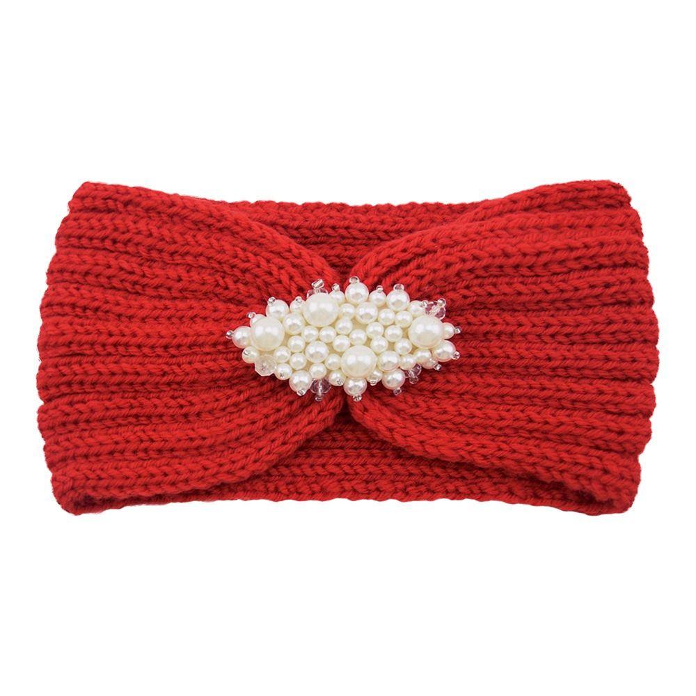 Pearl Ear Warmer Woolen Wide Hairband Knitting Turban Head Wrap Knitted Headbands