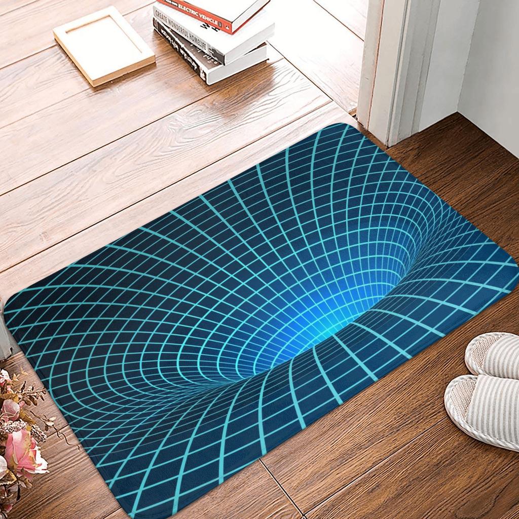 3D Checkered Swirl Trap Doormat Mat Anti-Slip Geometric Vortex Illusion Bathroom Kitchen Toilet Rug Carpet 40*60cm