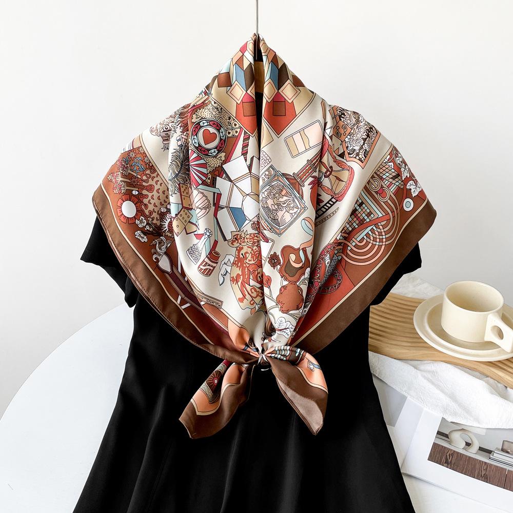Silk Scarf Imitation Silk Scarf Retro High-end Scarf Tied Hair Light Breathable Soft Shawl Scarf
