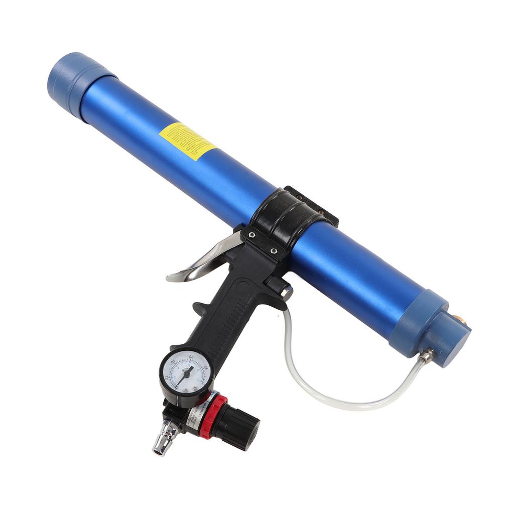 14in Pneumatische Glasleimpistole mit Manometer Einstellbare Geschwindigkeit Dichtmittel Weichleimwerkzeug 600ml