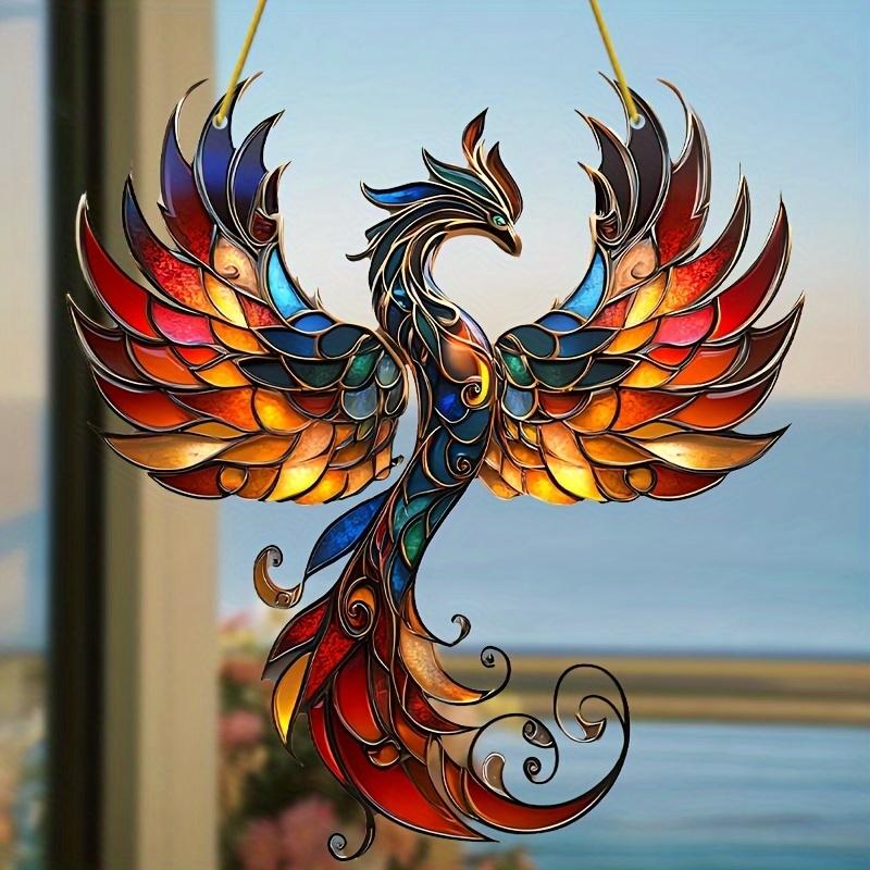Attrape-lumière acrylique 2D Aurora Phénix Attrape-soleil Suspension Décoration d'intérieur Thème Phénix Auspicieux Chambre Jardin Cadeau