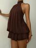 Women's Cross-Border Halter Backless Dress with Waist Tie and Fluffy Short Skirt