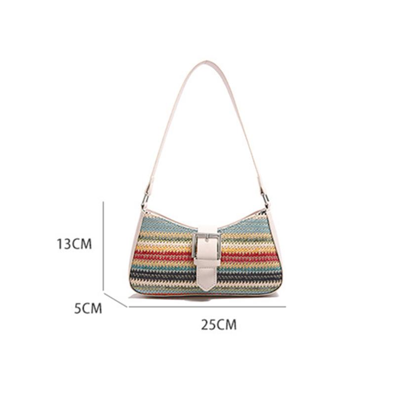 Fashion PU Leather Woven Underarm Bag Women's New Strip Design Shoulder Bag High-end Niche Trend Hobo Bag CLE