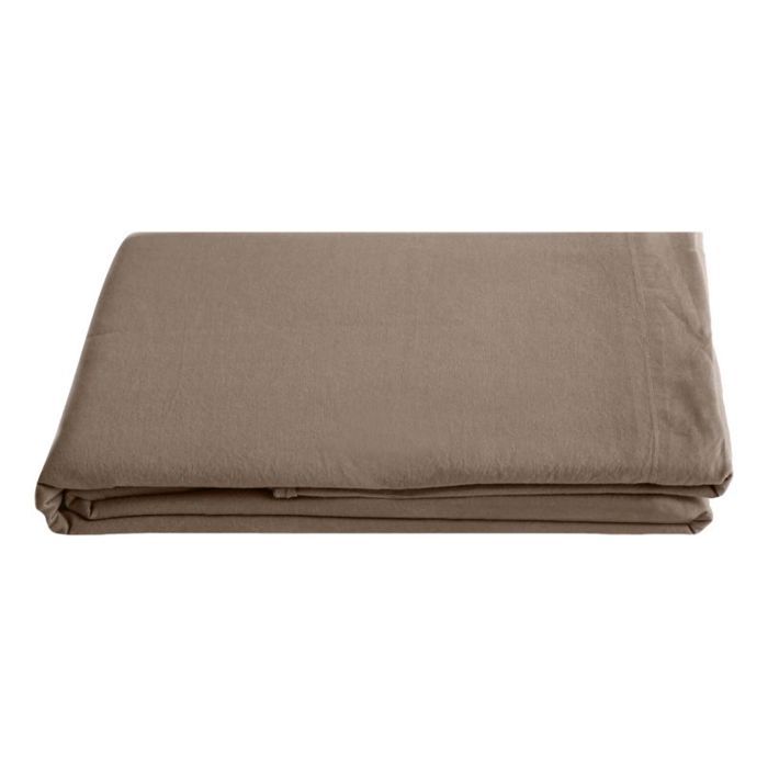 Sábana plana Palace 100% algodón teñido lavado, 63 hilos/cm² Viento del sur - Palace Tabaco - 240 x 290 cm para cama de 2 plazas