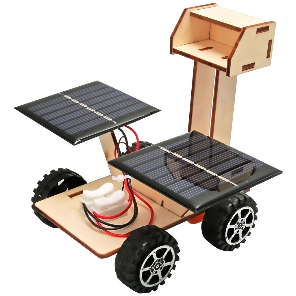 Solarbetriebener Mondrover DIY 3D Holzpuzzle Kinder Handmontage STEM Wissenschaftsbildung Spielzeug Feinmotorik Training