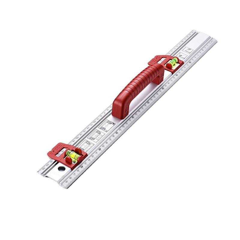 High Precisions Metal Ruler Leveling Tool With Clear Scale And Antislip Base For Construction And Woodworking
