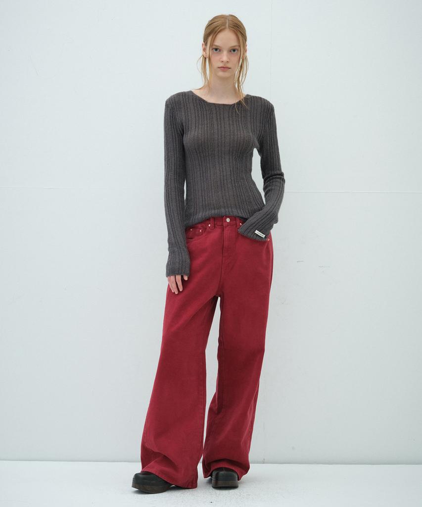 Obeodyupeulleeo Mohair Rib Knit Top_Charcoal