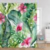 Tropical Leaves Shower Curtain Green Leaf Monstera Palm Flowers Floral Bathroom Curtains Greenery Bath Decoration with Hooks