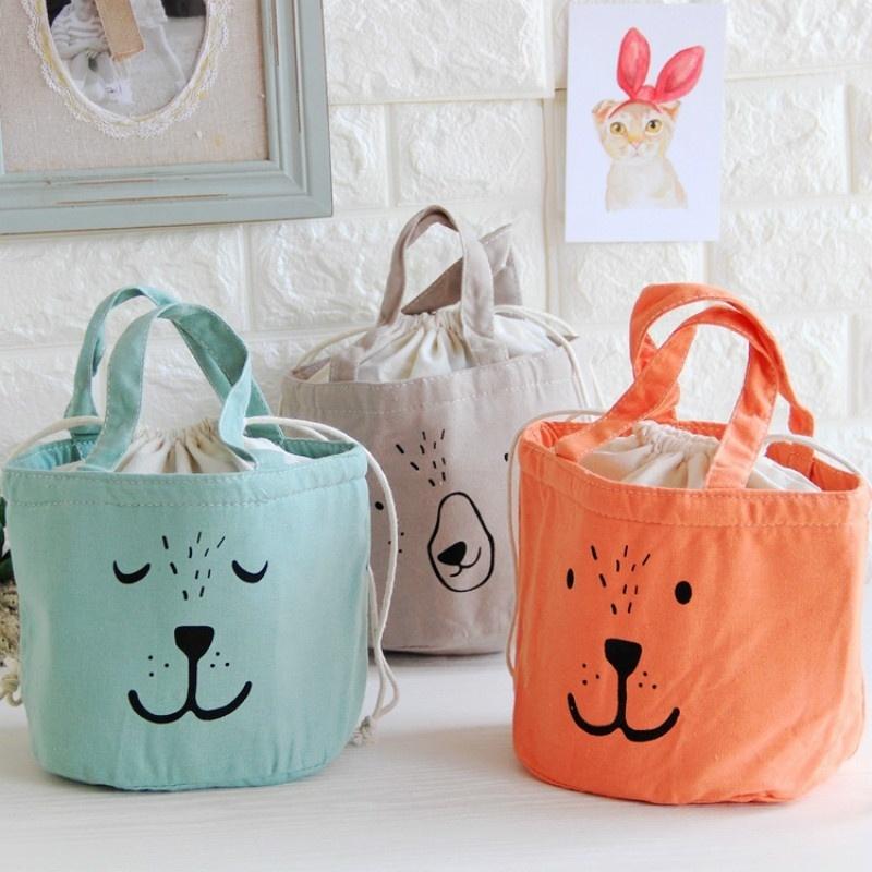 2018 Stoffausdruck isolierte Lunchbox-Tasche Kühlakkus Baumwoll-Kühltasche im nordischen Stil Cartoon-Porta