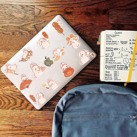 40Pcs Graffiti Sticker Adorable Waterproof Self-Adhesive Paper Cartoon Cute Pink Rabbit Sticker New Year Gift Box Decor Kids Gift