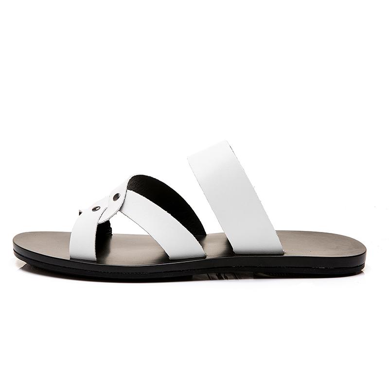 Men Shoes Fashion Summer Men Shoes Vintage Italian Flats Casual Non-slip Beach Sandals Leather Flip Flop Slippers Flats Sandals