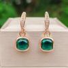 1 Pair Fashion 5-color Square Dangle Earrings for Women Cubic Zirconia Jewelry Daily Party Accessories
