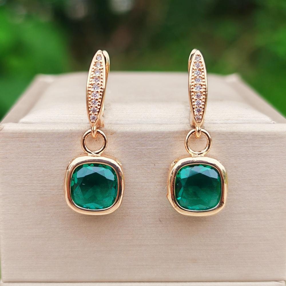 1 Pair Fashion 5-color Square Dangle Earrings for Women Cubic Zirconia Jewelry Daily Party Accessories