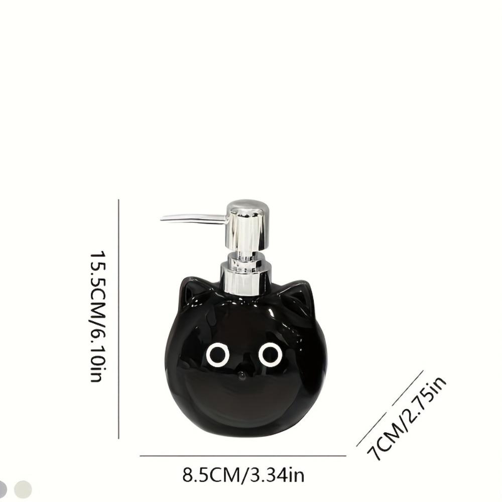 Cute Cat Ceramic Soap Dispenser, Pressed Bottle Set for Bathroom Counter Top, Hand Sanitizer & Lotion Container