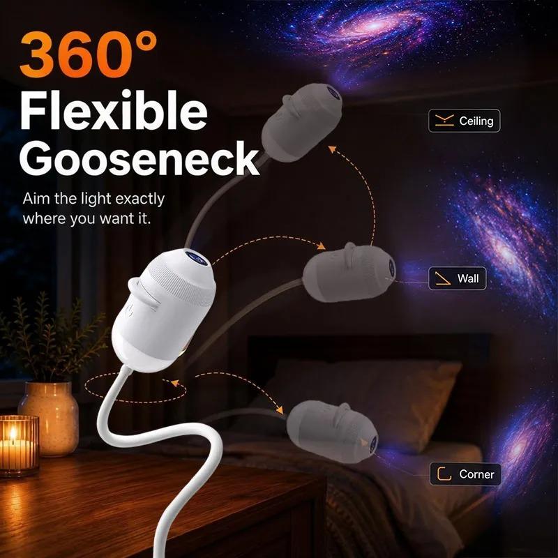 2'si 1 arada Galaksi Projektörü Gece Lambası USB LED Yıldızlı Gökyüzü Lambası 360° Dönüş Ayarlanabilir Parlaklık Yatak Odası Tavan Oda Araba Dekorasyonu İçin