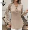 Women's Fashion Casual Spring Autumn Solid Color Print Long Sleeve V-Neck Blouses & Shirts