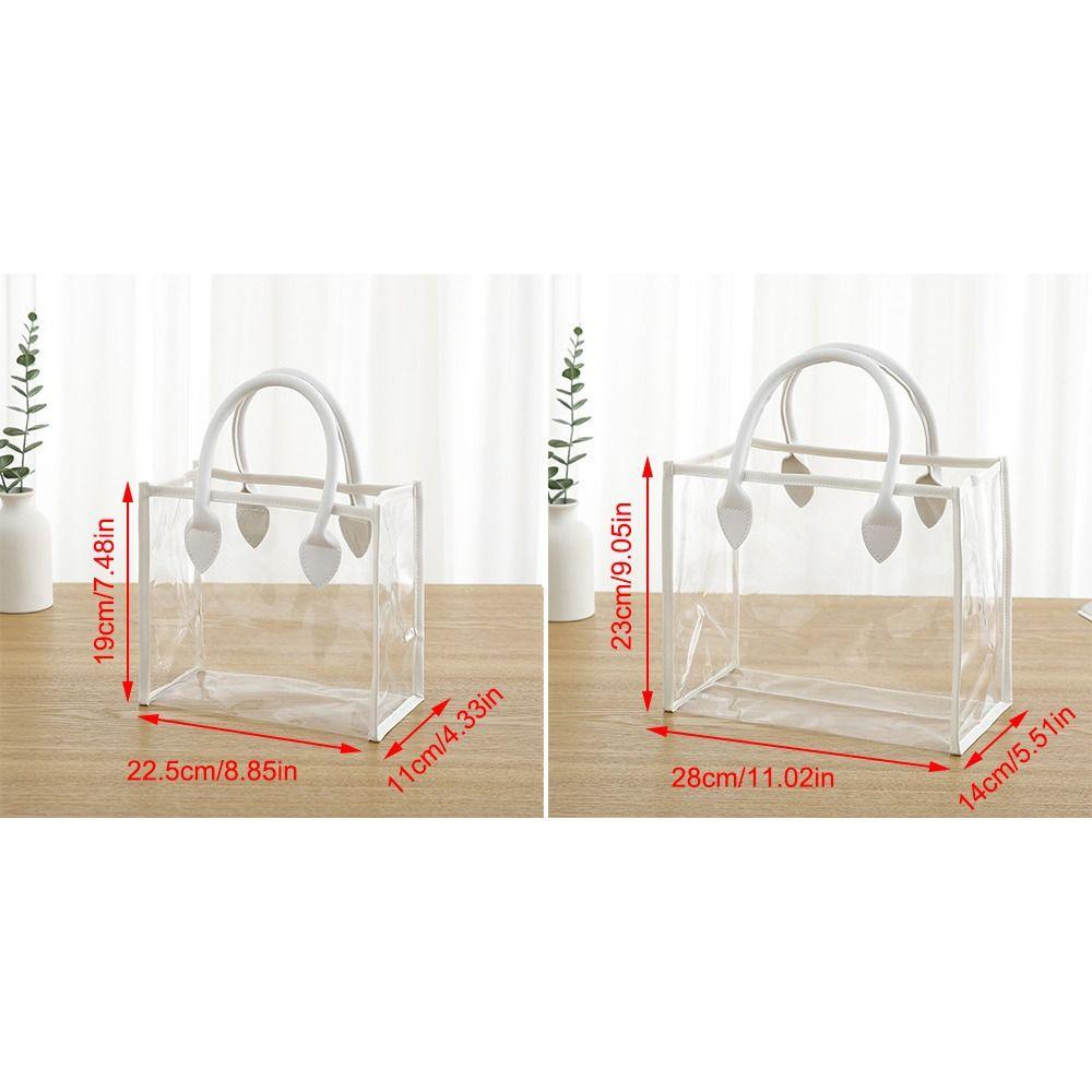 Transparent PVC Handhold Packaging Tote Pink White Gift Bag PU Handle Large Capacity Shopping Bags Practical Storage Bag