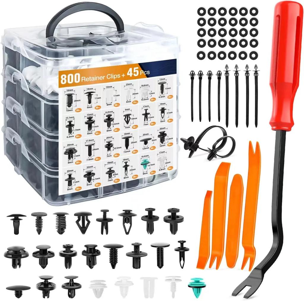 925 st-100 st Bilfäste Klämma Kit Skärmnitklämmor Bilkaross Tryckhållare Stiftnit Stötfångare Dörrpanelhållare Reparation
