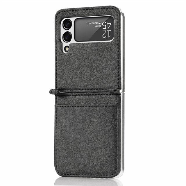 Luxury Card Holder Leather Coque Case For Samsung Galaxy Z Flip 4 5g Flip4 Flip3 Flip 3 Zflip4 Anti -Dust Cell Phone Accessories